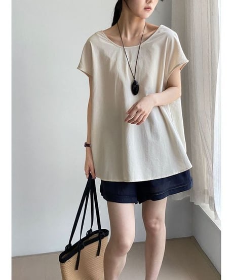 v-back flare blouse / 2color　hm2405