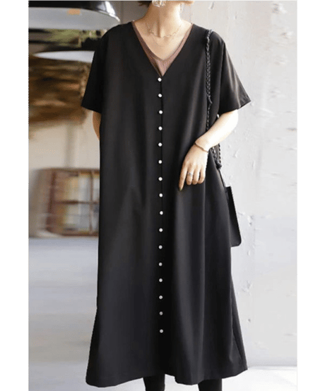 v-neck shirt dress / 5color　hm2958