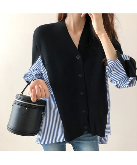 docking knit cardigan / 2color　hm2780