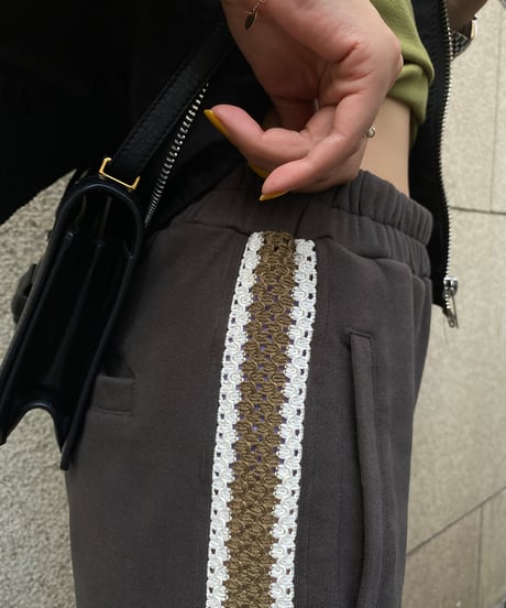 side crochet sweat pants / 2color　hm1292