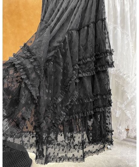 sheer tiered skirt / 2color　hm2272