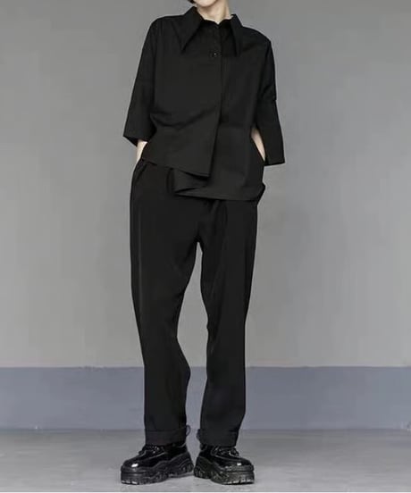 asymmetric casual shirt / 2color　hm2504
