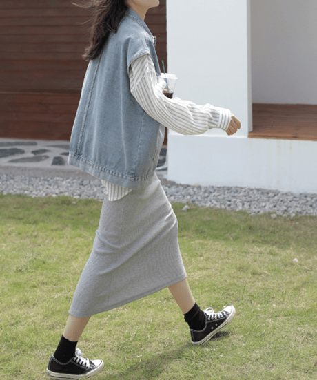 relaxed denim vest / 2color　hm2633