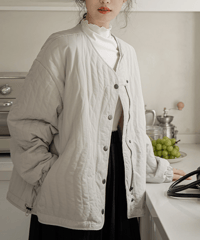 quilted v-neck jacket　hm2707