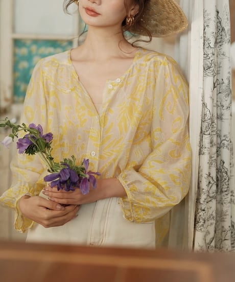 french sheer blouse　hm1711