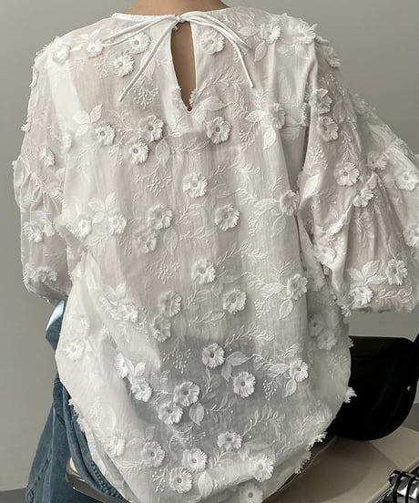 《即納》flower embroidery blouse　hm1374