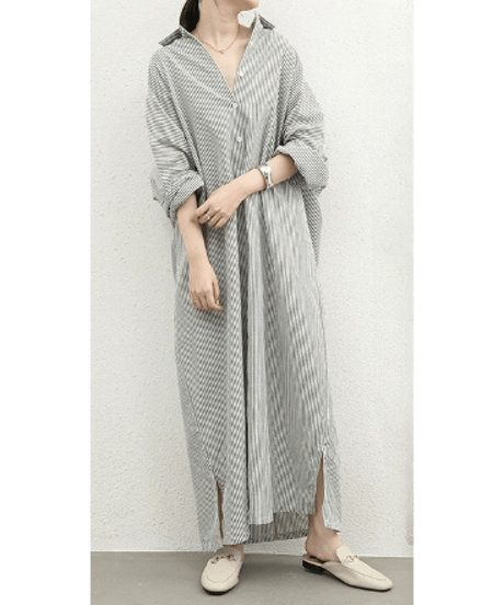 striped shirt dress / 3color　hm2538
