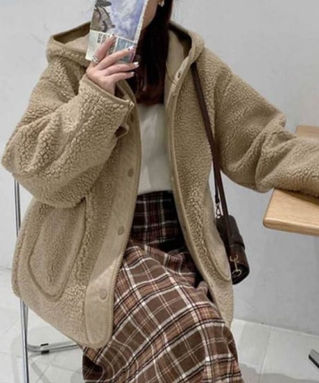 hoodie boa jacket / 2color　hm2673
