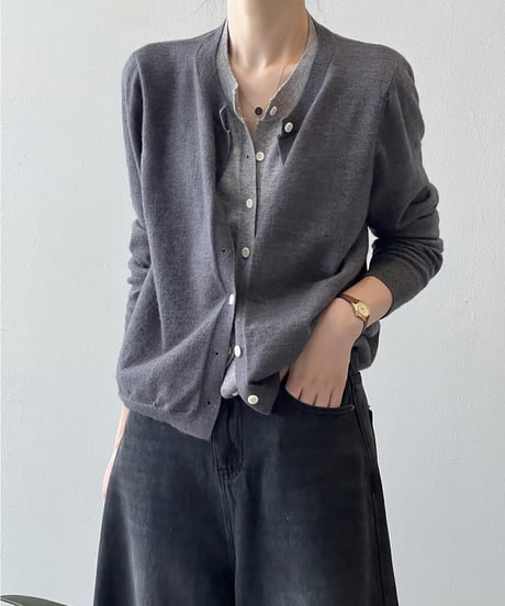 layered knit cardigan / 3color　hm1710
