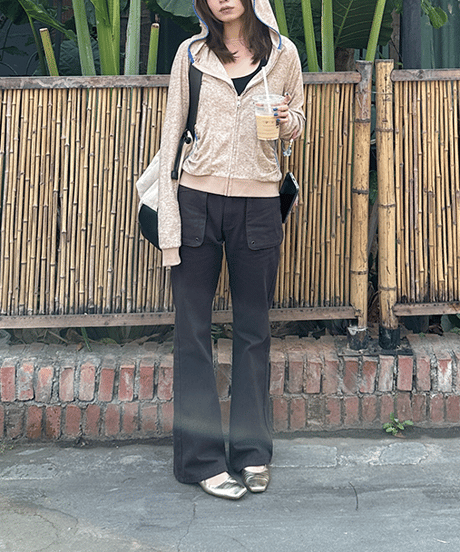 piping zip hoodie / 2color　hm1449