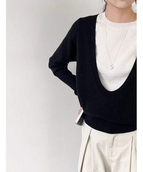 layered design knit top / 3color　hm1868