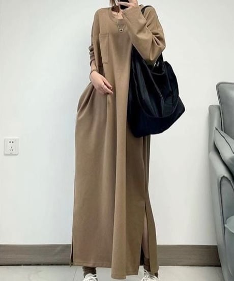 side slit long dress / 3color　hm1706