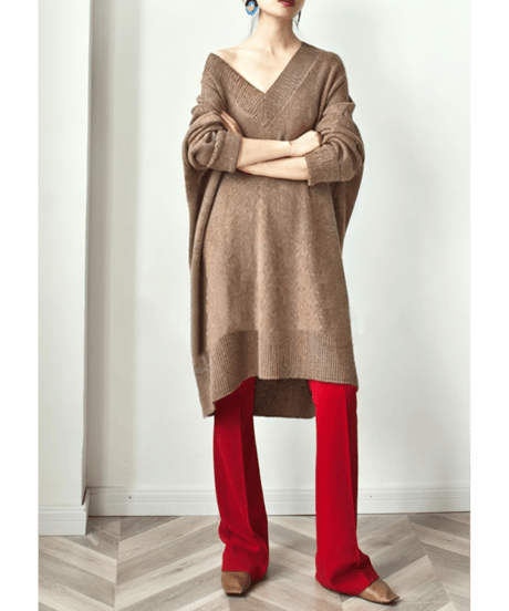 v-neck knit dress / 3color　hm1743
