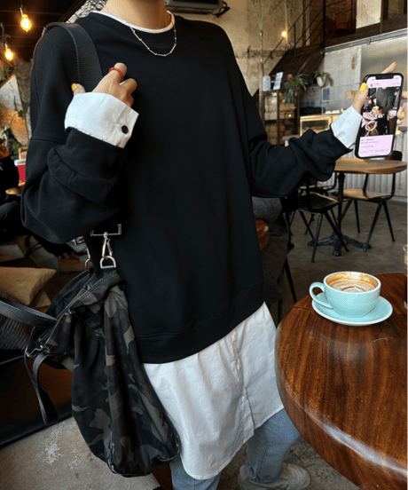 layered-style sweatshirt dress / 2color　hm1246