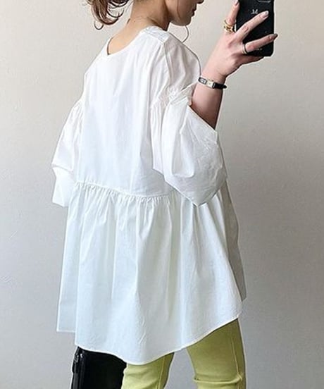 gather flare blouse / 2color　hm2579