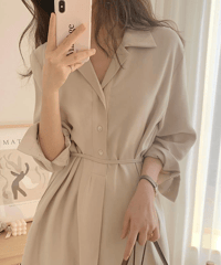 belted shirt dress / 3color　hm2980