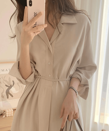belted shirt dress / 3color　hm2980