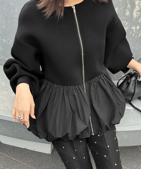 peplum zip-up top / 2color　hm2646