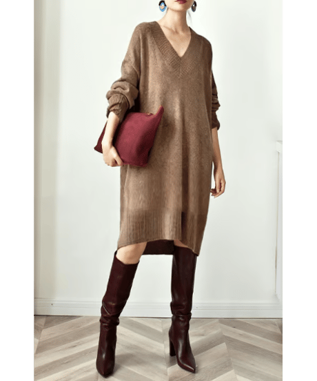 v-neck knit dress / 3color　hm1743