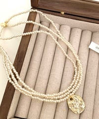 triple pearl chain necklace　hm1229