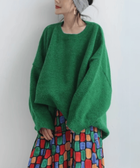 big size knit pullover / 2color　hm1786