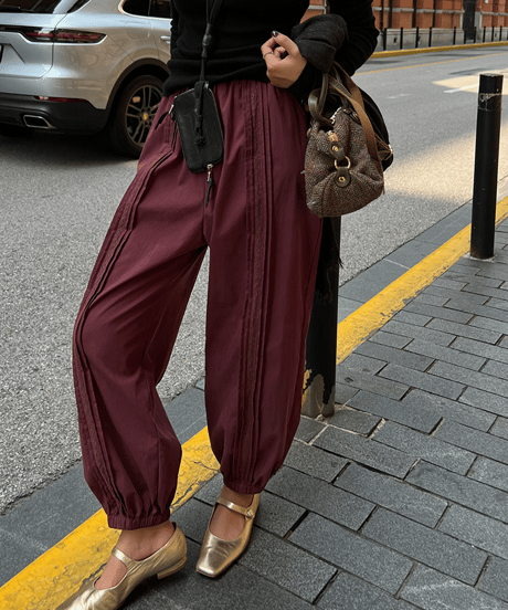 lace stitch casual pants / 2color　hm1691