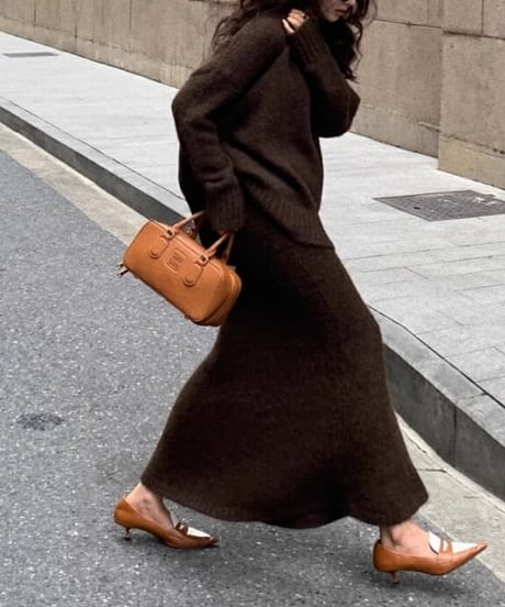 relaxe knit & skirt set-up / 4color　hm1808