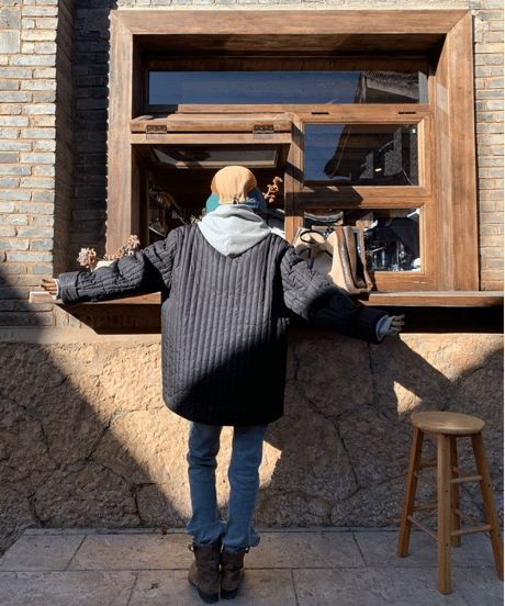striped quilted down coat / 2color　hm1215