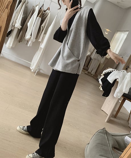 asymmetry knit vest / 4color　hm2590