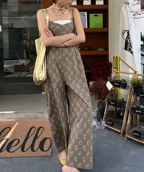 floral print cami overalls / 2color　hm1643