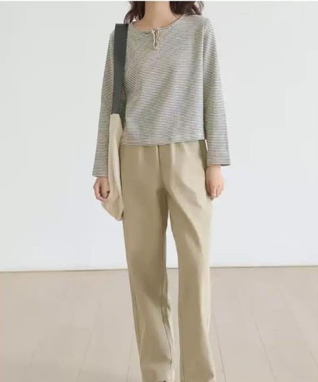 henley neck border top　hm1739