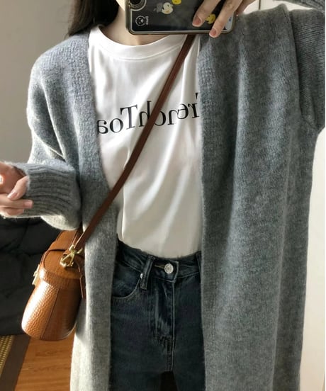 long knit cardigan / 5color　hm2676