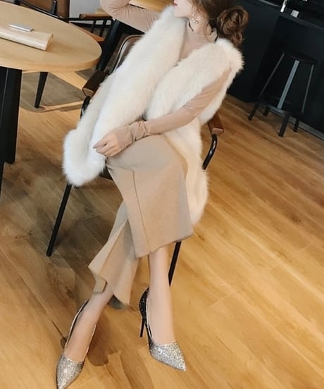 eco fur vest / 3color　hm1871