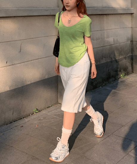 relax u-neck tee / 2color　hm2398