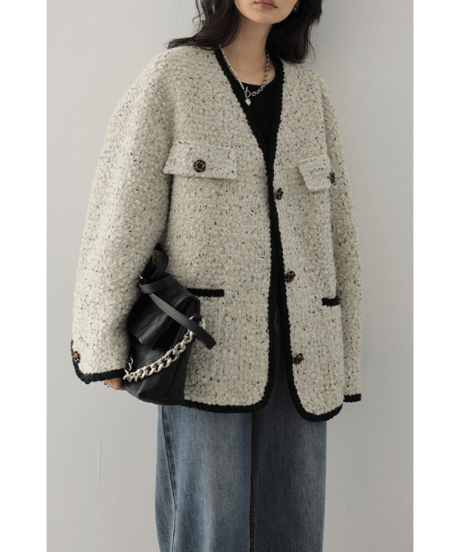 tweed trim jacket / 2color　hm2711