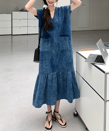 flared denim dress　hm2867