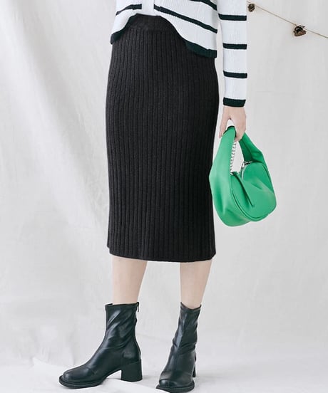 pencile slit knit skirt / 3color　hm2662