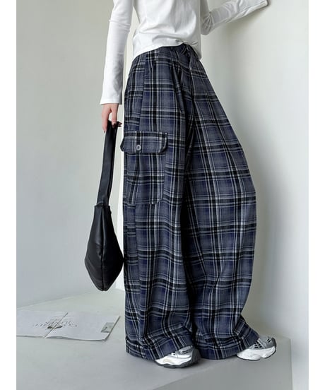plaid wide pants / 2color　hm2768