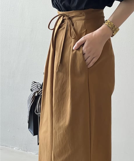 waist ribbon tuck wide pants / 3color　hm1716