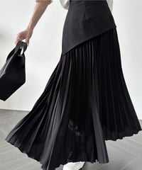 asymmetric pleated skirt / 2color　hm2834