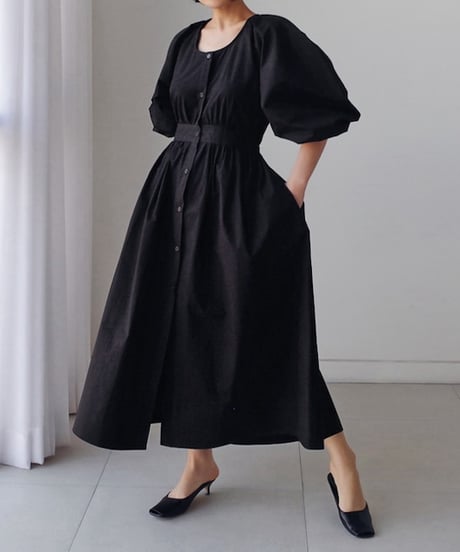 bubble sleeve shirt dress / 2color　hm1582