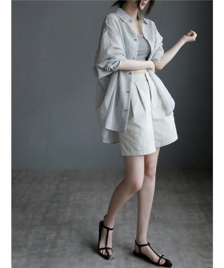 lightweight pinstripe shirt / 2color　hm2540