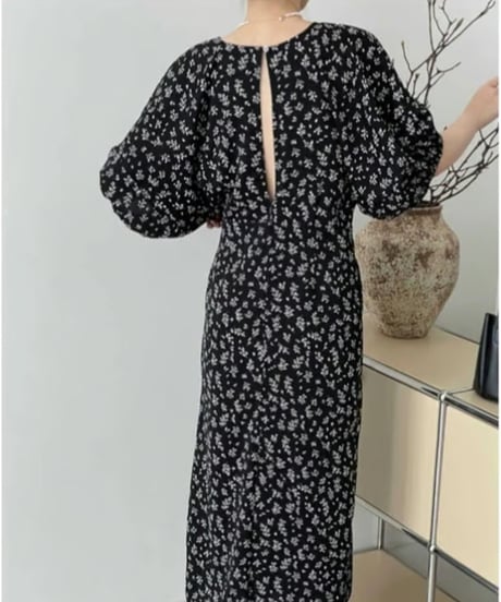 floral puff sleeve dress　hm2109