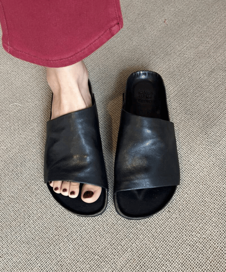 leather slide sandals / 2color　hm2374