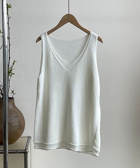 layered v-neck tank / 7color　hm2257
