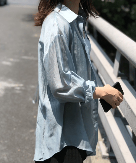 sheer open back shirt / 2color　hm1365