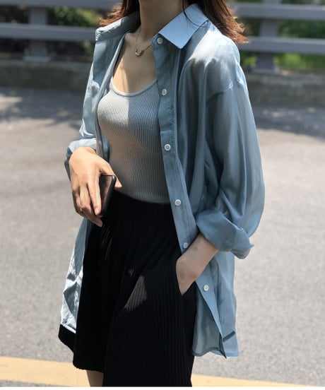 sheer open back shirt / 2color　hm1365