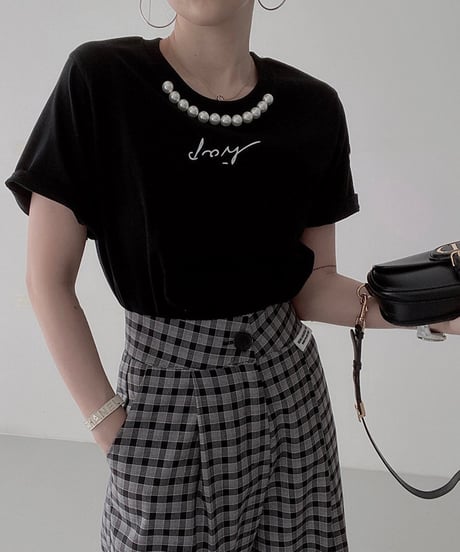 pearl neck logo t-shirt / 3color　hm1405