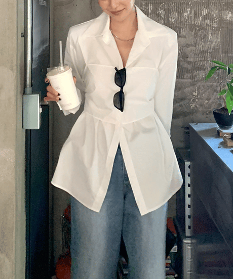 waist back ribbon blouse　hm2853