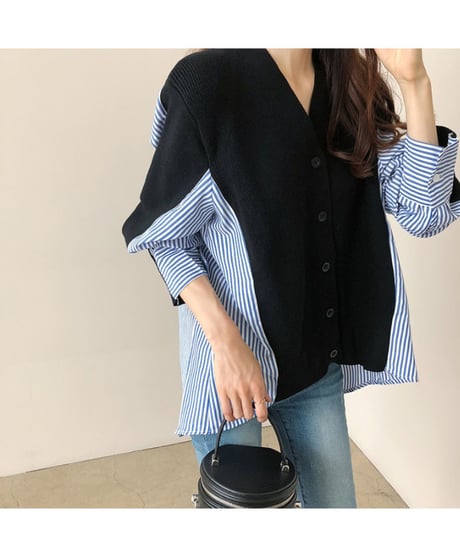 docking knit cardigan / 2color　hm2780